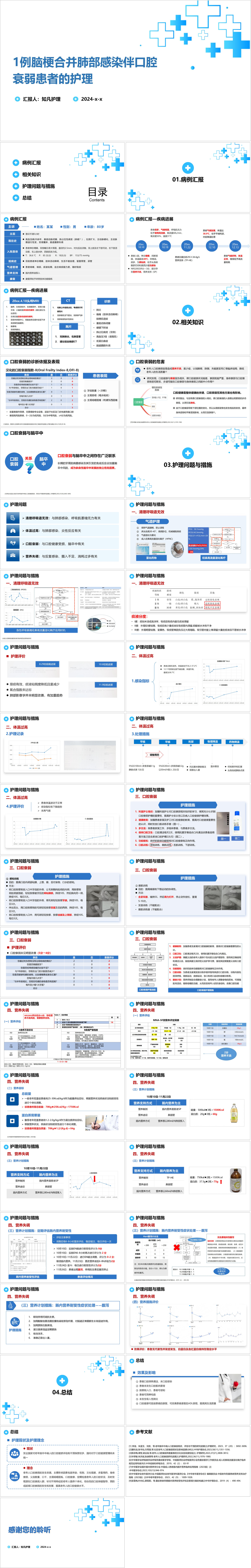 YXKJ1446-1例脑梗合并肺部感染伴口腔衰弱患者的护理-个案护理PPT模板成品课件