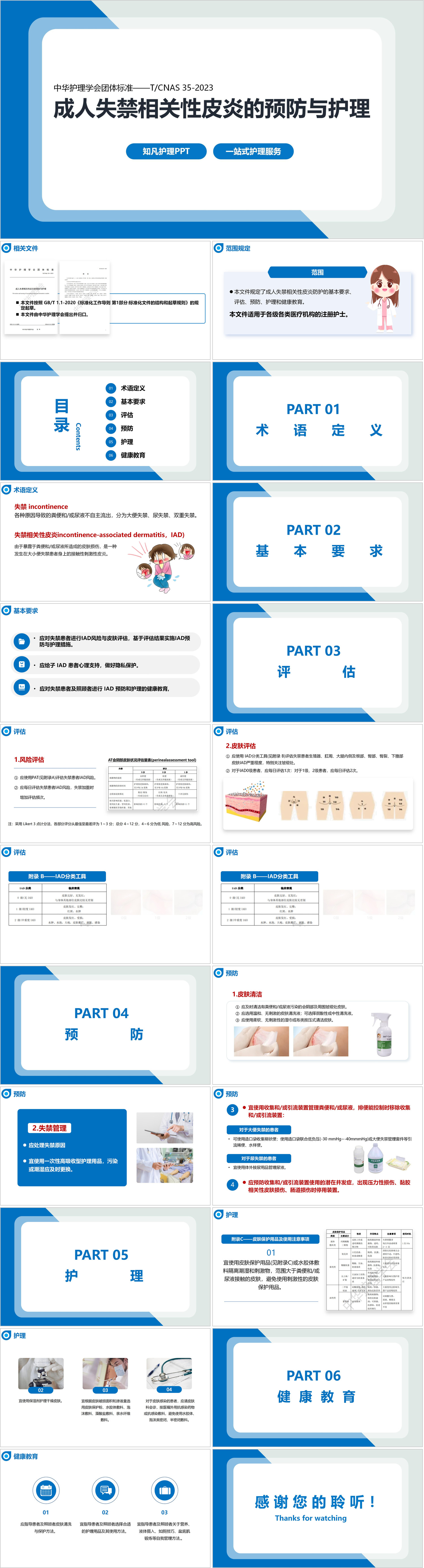 YXKJ1521-TCNAS35-2023成人失禁相关性皮炎预防与护理-团体标准PPT模板成品课件