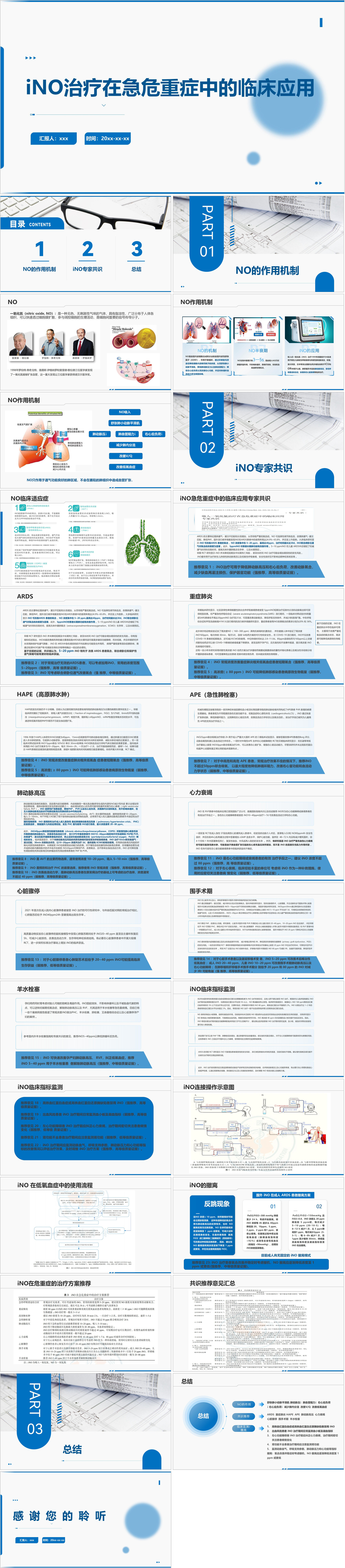 YXKJ176-iNO治疗在急危重症中的临床应用PPT模板成品课件