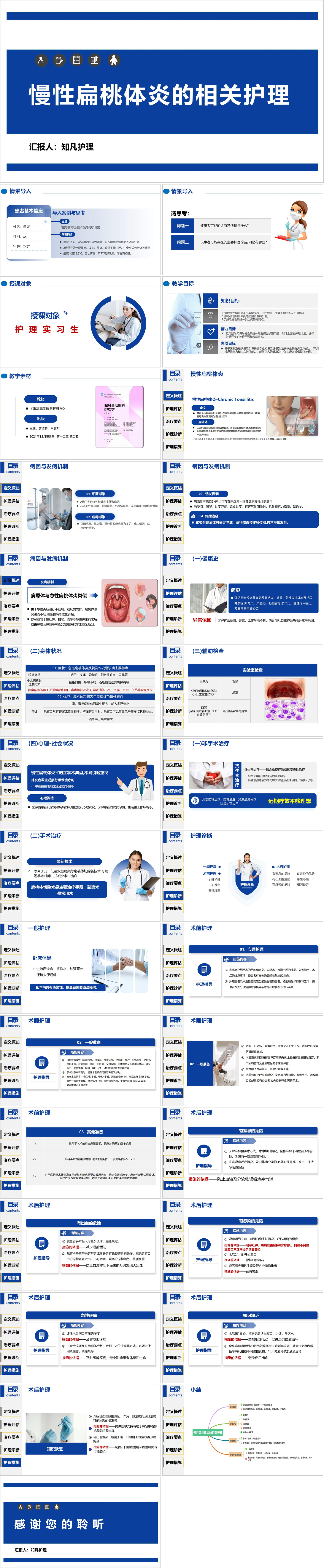 YXKJ191-慢性扁桃体炎的相关护理-小讲课PPT模板成品课件
