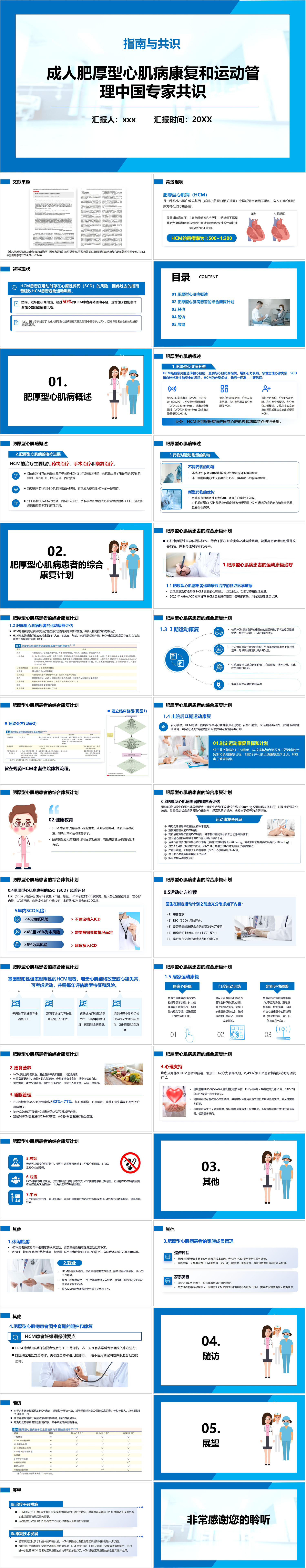 YXKJ228-成人肥厚型心肌病康复和运动管理中国专家共识-文献解读PPT模板成品课件