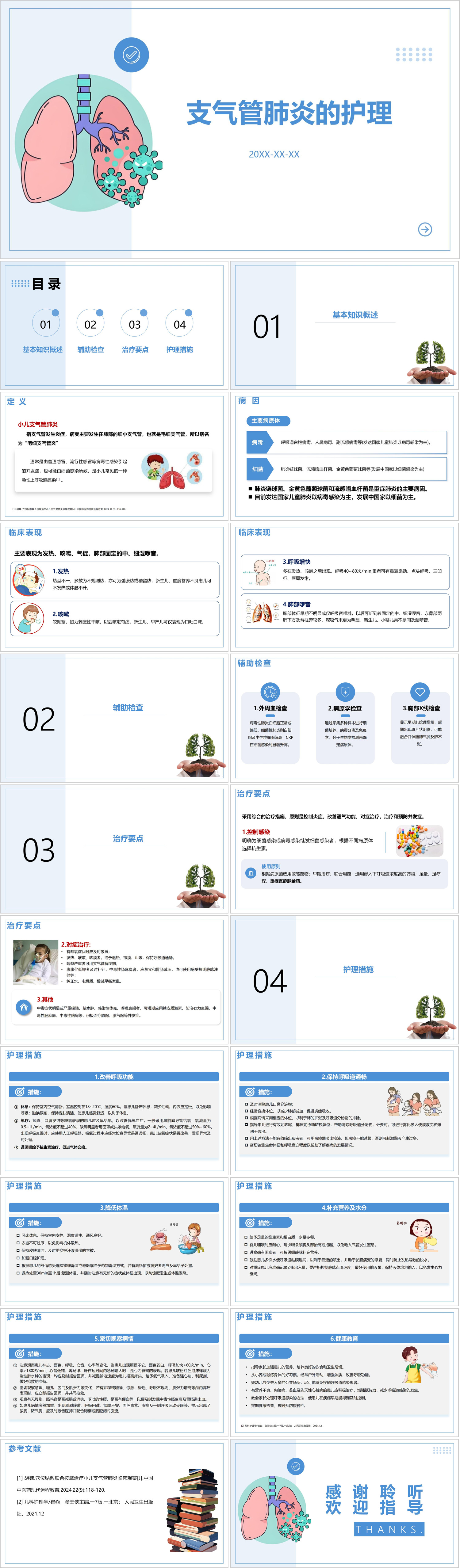 YXKJ353-支气管肺炎的护理-小讲课PPT模板成品课件