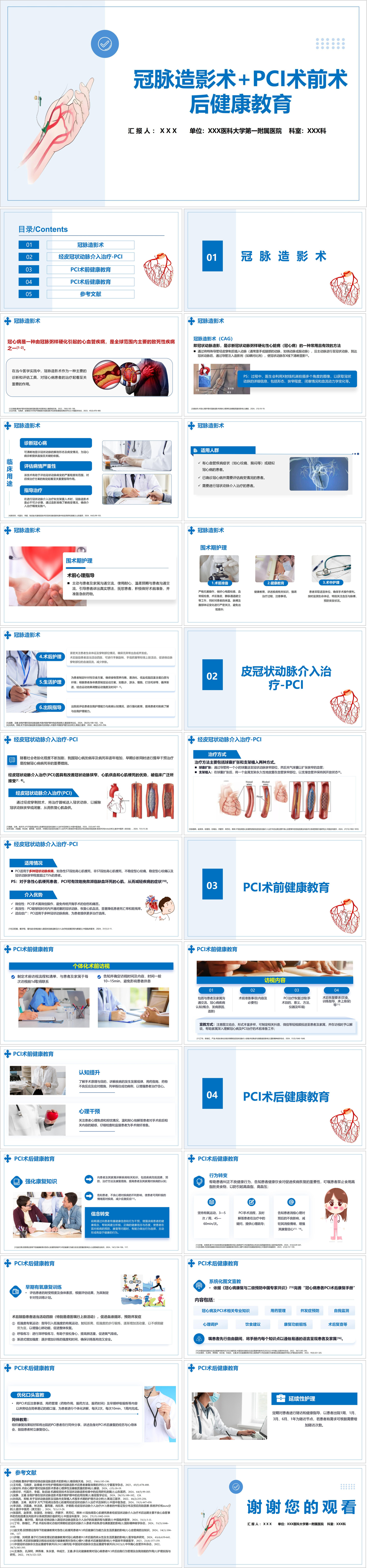 YXKJ430-冠脉造影术+PCI术前术后健康教育-小讲课PPT模板成品课件