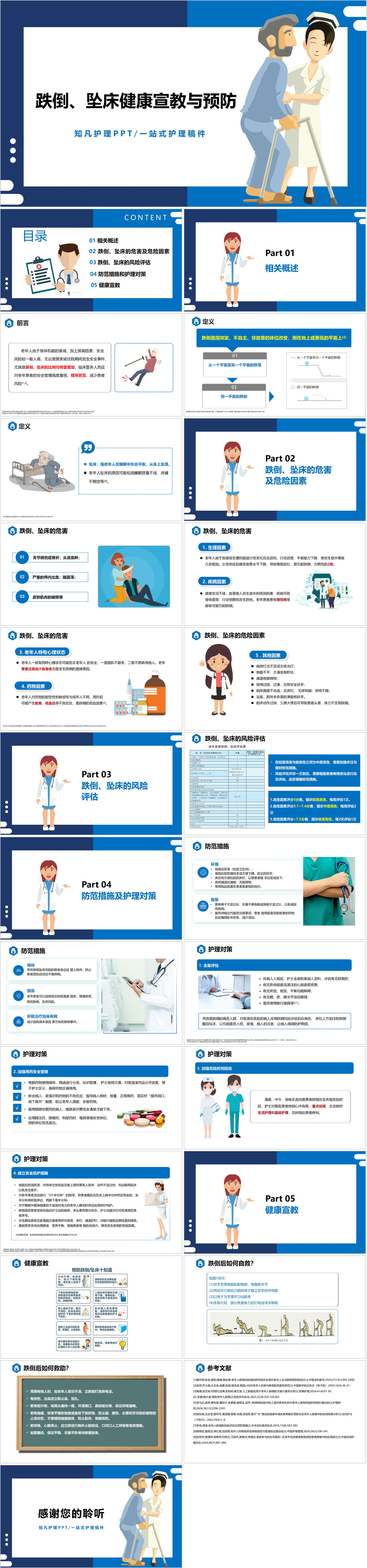 YXKJ619-跌倒、坠床健康宣教与预防-小讲课PPT模板成品课件