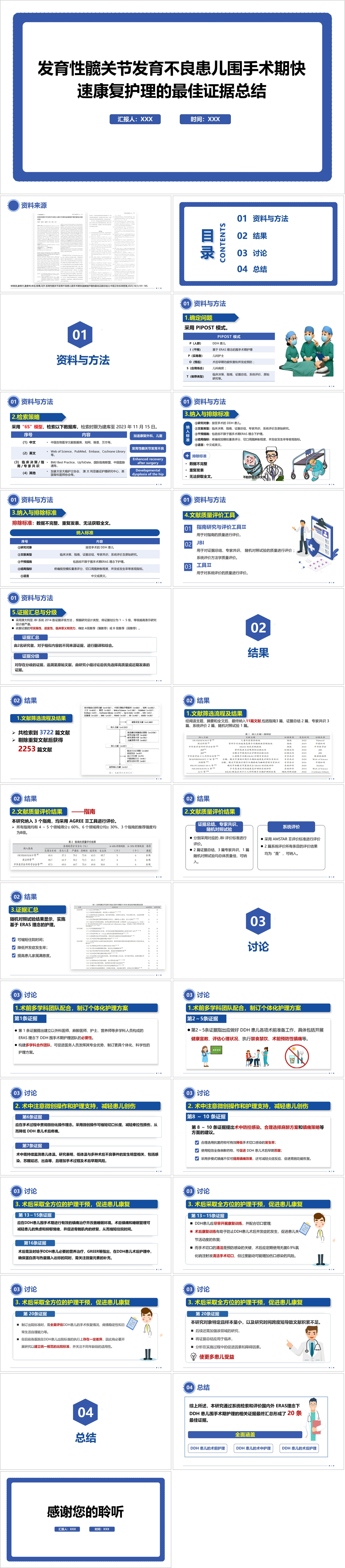 YXKJ735-发育性髋关节发育不良患儿围手术期快速康复护理的最佳证据总结-文献解读PPT模板成品课件