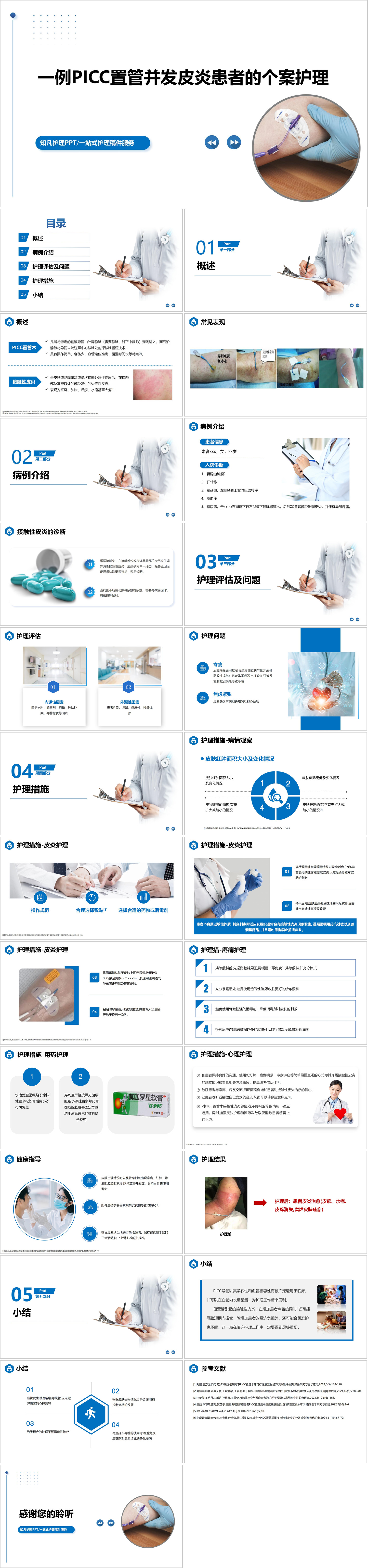 YXKJ771-一例PICC置管并发皮炎患者的个案护理-个案护理PPT模板成品课件