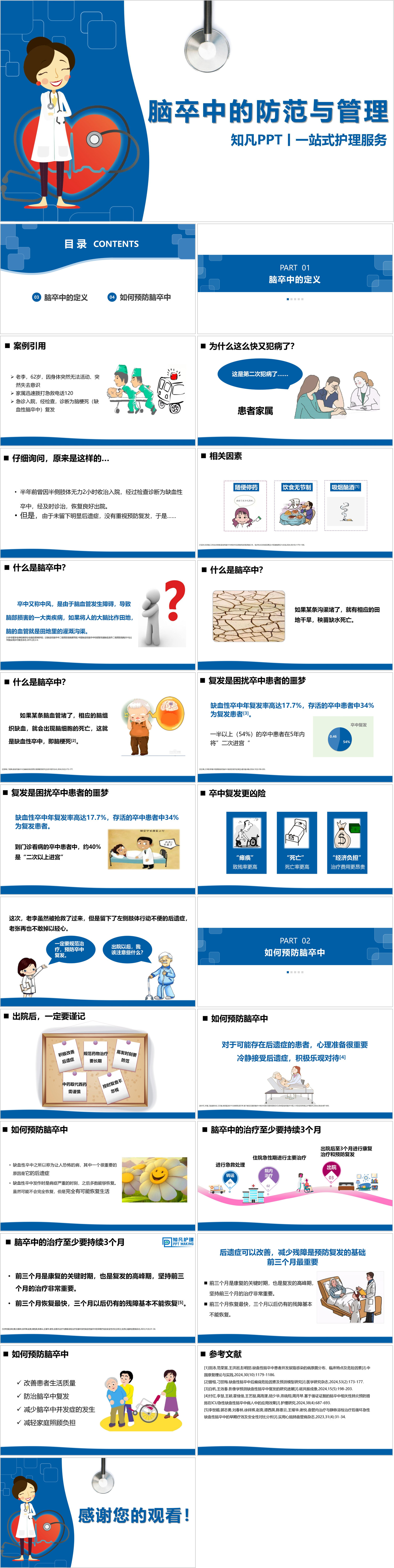 YXKJ833-脑卒中的防范与管理-小讲课PPT模板成品课件
