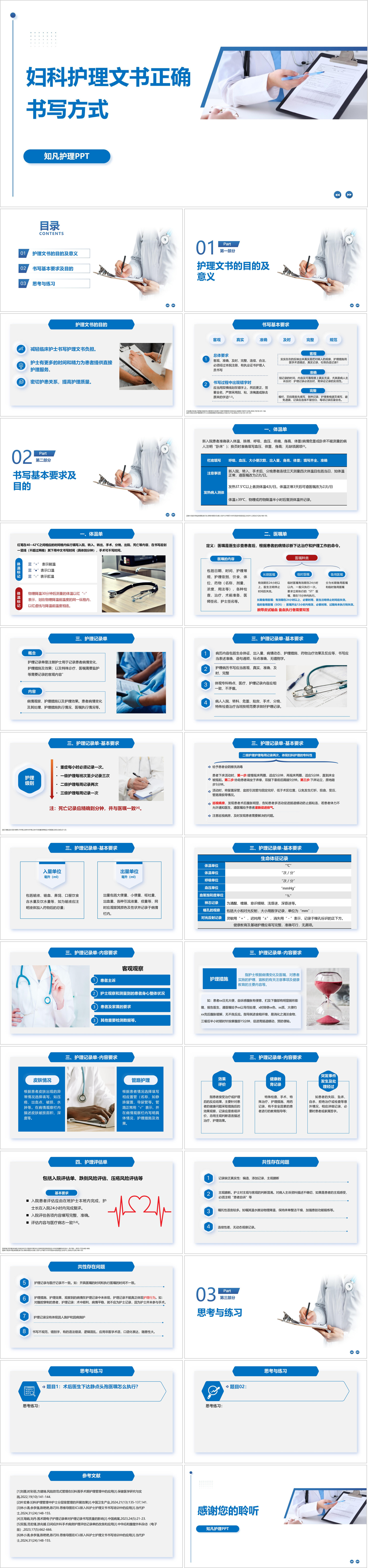 YXKJ845-妇科护理文书正确书写方式-小讲课PPT模板成品课件