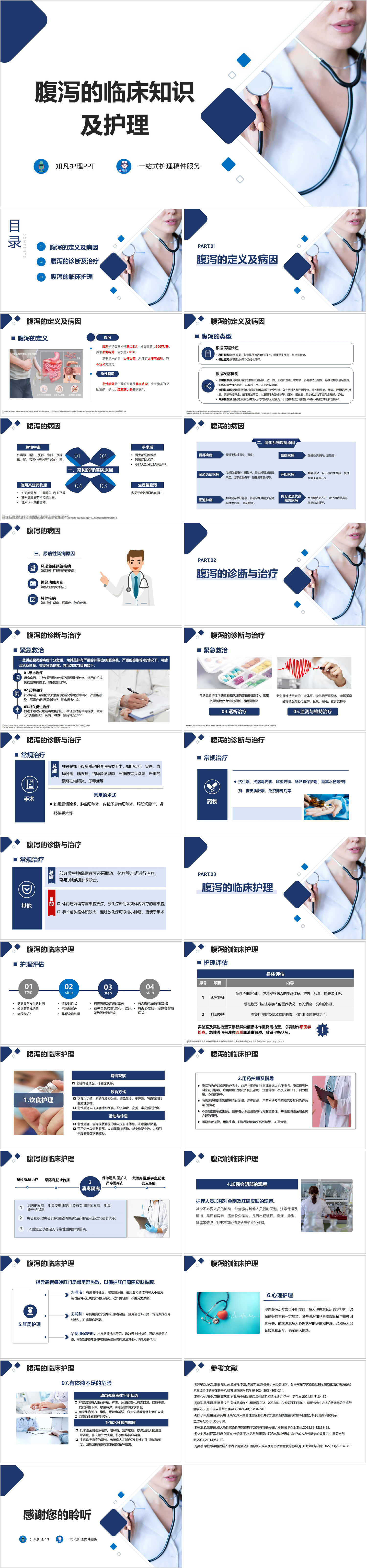 YXKJ865-腹泻的临床知识及护理-小讲课PPT模板成品课件