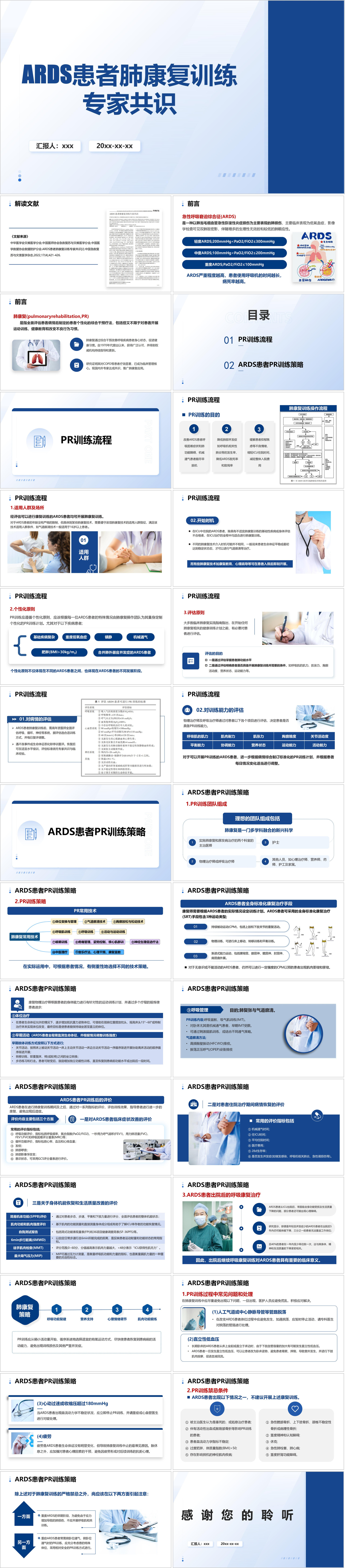YXKJ88-ARDS患者肺康复训练专家共识-文献解读PPT模板成品课件