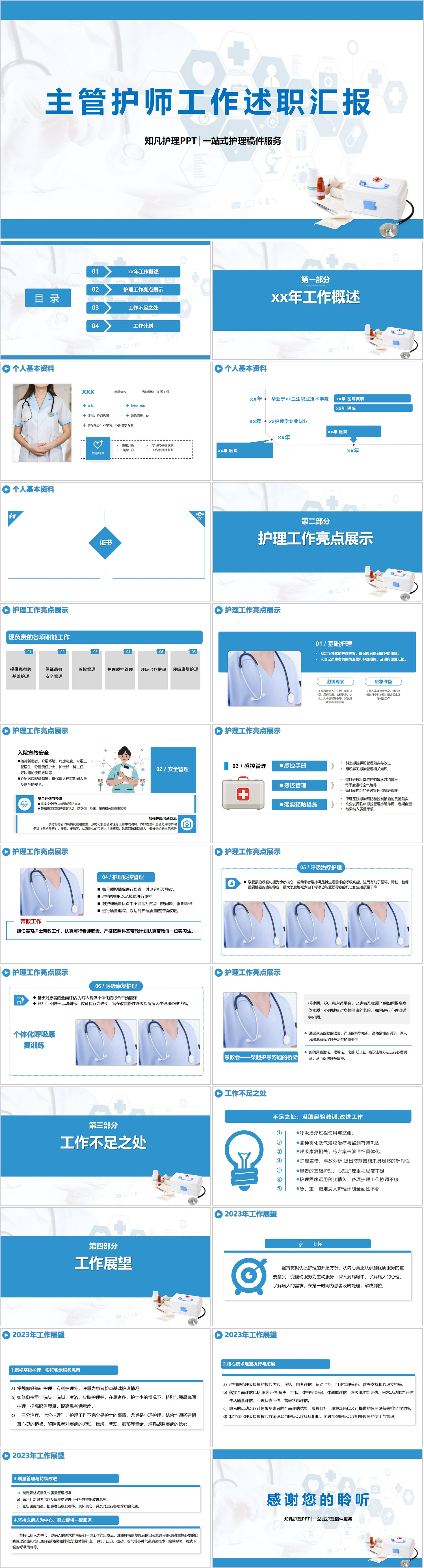 YXKJ898-主管护师工作述职汇报-述职报告PPT模板成品课件