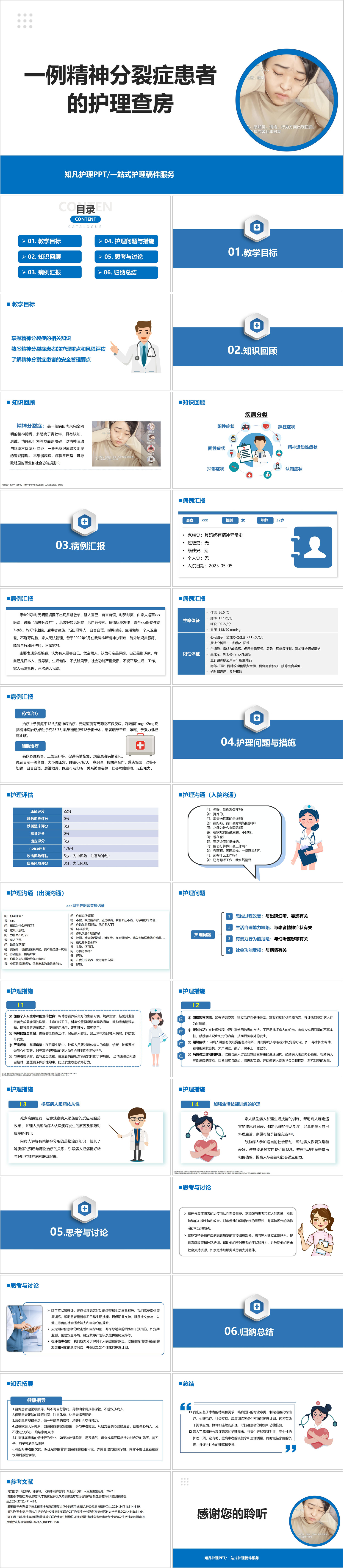 YXKJ941-一例精神分裂症患者的护理查房-护理查房PPT模板成品课件